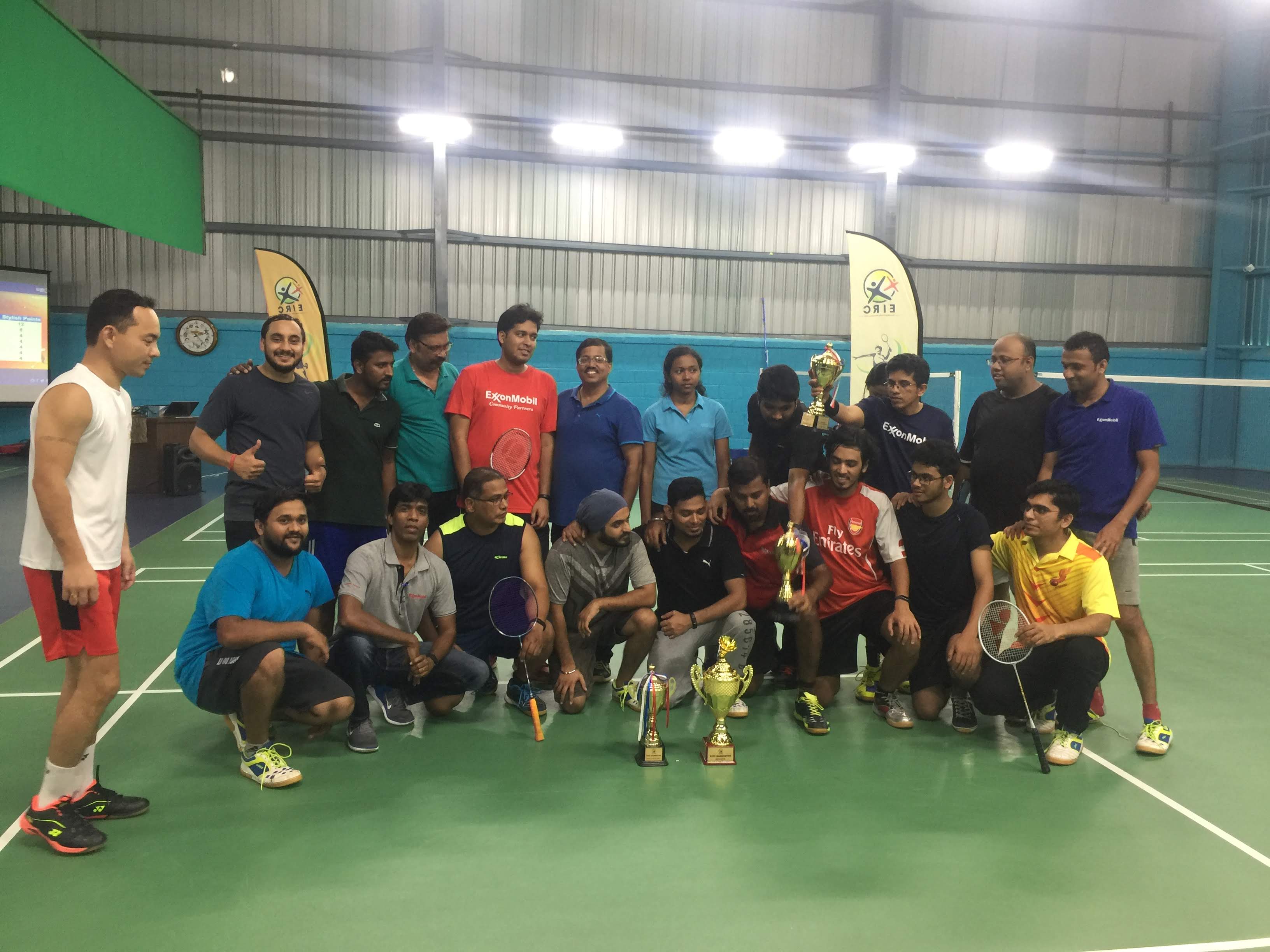 Corporate Tournament Team with Trophies